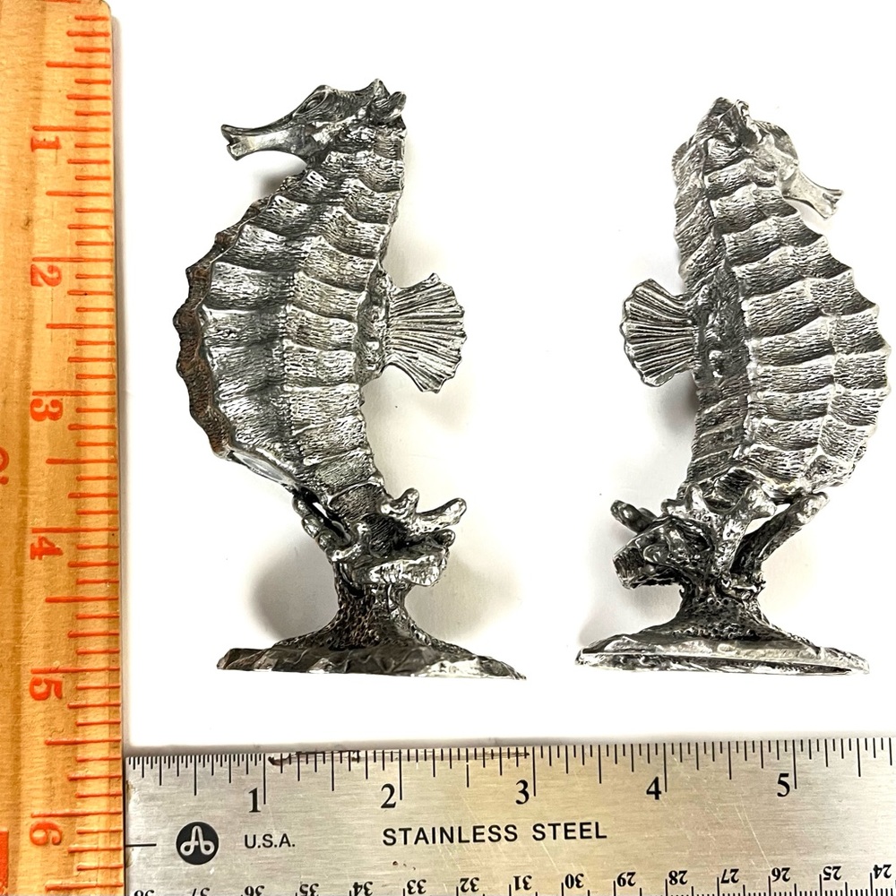Seahorse Pewter Salt Pepper Shakers Set - Picture 9 of 10